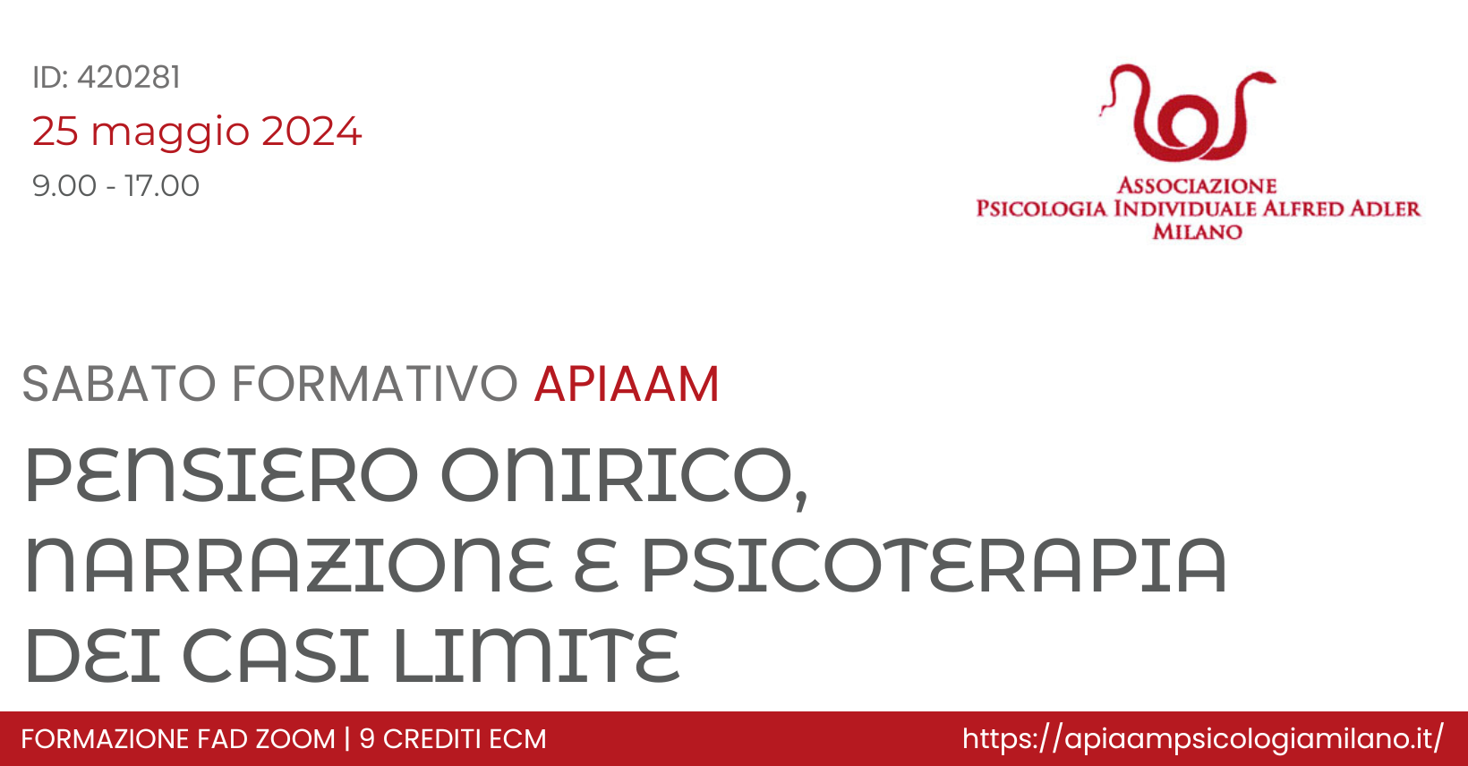 Locandina formazione APIAAM 25 maggio 2024